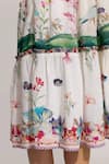 RANNA GILL_White Cotton Embroidery Split V-neck Ivy Tier Midi Dress _Online_at_Aza_Fashions