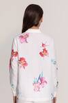 Shop_RANNA GILL_Ivory Linen, Viscose Embroidery Collared Floral Buttondown Shirt_at_Aza_Fashions