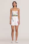 Buy_RANNA GILL_Ivory Linen, Viscose Embroidery Floral Shorts _at_Aza_Fashions