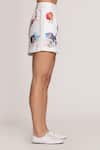 RANNA GILL_Ivory Linen, Viscose Embroidery Floral Shorts _Online_at_Aza_Fashions