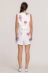 Shop_RANNA GILL_Ivory Linen, Viscose Embroidery V-neck Waistcoat _at_Aza_Fashions