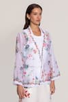 Buy_RANNA GILL_Ivory Linen Embroidery Collared Floral Print Eva Jacket _at_Aza_Fashions