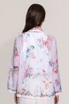 Shop_RANNA GILL_Ivory Linen Embroidery Collared Floral Print Eva Jacket _at_Aza_Fashions