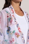 Shop_RANNA GILL_Ivory Linen Embroidery Collared Floral Print Eva Jacket _Online_at_Aza_Fashions