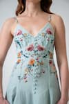 Buy_RANNA GILL_Multi Color Embroidery V-neck Roselle Strap Midi Dress _Online_at_Aza_Fashions