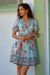 Buy_RANNA GILL_Multi Color Collared Eva Mini Dress _at_Aza_Fashions