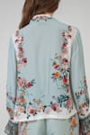 Shop_RANNA GILL_Multi Color Chiffon Embroidery Open Neck Floral Print Tie Blouse _at_Aza_Fashions