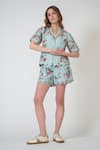 Buy_RANNA GILL_Multi Color Embroidery Collared Floral Scalloped Button Down Shirt _at_Aza_Fashions