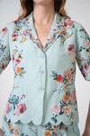 Buy_RANNA GILL_Multi Color Embroidery Collared Floral Scalloped Button Down Shirt _Online_at_Aza_Fashions