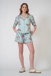 Shop_RANNA GILL_Multi Color Fiora Scalloped Floral Shorts _at_Aza_Fashions