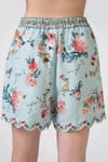 RANNA GILL_Multi Color Fiora Scalloped Floral Shorts _Online_at_Aza_Fashions