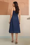 Shop_B'Infinite_Blue Denim Lace Sweetheart Neck Detail Midi Dress _at_Aza_Fashions