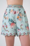 Shop_RANNA GILL_Multi Color Fiora Scalloped Floral Shorts _Online_at_Aza_Fashions
