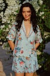 Buy_RANNA GILL_Multi Color Fiora Scalloped Floral Shorts _at_Aza_Fashions