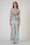 Buy_RANNA GILL_Multi Color Embroidery V-neck Petra Collared Floral Waistcoat _at_Aza_Fashions