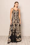 RANNA GILL_Black Sequins V-neck Designer Eva Gown _Online_at_Aza_Fashions