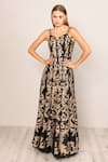 Buy_RANNA GILL_Black Sequins V-neck Designer Eva Gown _at_Aza_Fashions