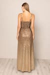 Shop_RANNA GILL_Gold Sequins Sweetheart Neck Solaria Gown _at_Aza_Fashions
