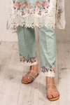 RANNA GILL_Cobalt Polyester Lace V-neck Roselyn Tunic Set _Online_at_Aza_Fashions