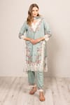 Buy_RANNA GILL_Cobalt Polyester Lace V-neck Roselyn Tunic Set _at_Aza_Fashions
