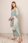 Shop_RANNA GILL_Cobalt Polyester Lace V-neck Roselyn Tunic Set _Online_at_Aza_Fashions