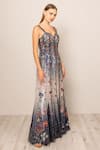 Buy_RANNA GILL_Navy Silk Sequins Sweetheart Neck Celestia Gown _Online_at_Aza_Fashions