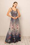 Buy_RANNA GILL_Navy Silk Sequins Sweetheart Neck Celestia Gown _at_Aza_Fashions
