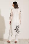 Shop_RANNA GILL_White Linen Embroidery Collared Viva Floral Kurta Set _at_Aza_Fashions