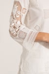 Buy_RANNA GILL_White Linen Embroidery Collared Designer Nora Shirt _Online_at_Aza_Fashions