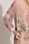 Shop_RANNA GILL_Pink Viscose, Linen Embroidery V-neck Cavern Floral Printed Co-ord Set _Online_at_Aza_Fashions