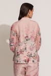 Shop_RANNA GILL_Pink Viscose, Linen Embroidery V-neck Cavern Floral Printed Co-ord Set _at_Aza_Fashions