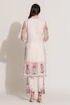 Shop_RANNA GILL_Beige Cotton, Linen Embroidery V-neck Floral Kurta Set _at_Aza_Fashions