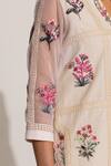 Shop_RANNA GILL_Beige Cotton, Linen Embroidery V-neck Floral Kurta Set 