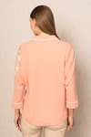 Shop_RANNA GILL_Peach Georgette Embroidery Collared Meher Eyelet Top _at_Aza_Fashions