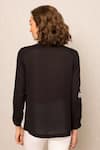 Shop_RANNA GILL_Black Georgette Embroidery Collared Lyra Pleated Top _at_Aza_Fashions