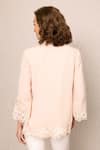 Shop_RANNA GILL_Pink Crepe Embroidery Collared Blend Top _at_Aza_Fashions
