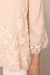 Shop_RANNA GILL_Pink Crepe Embroidery Collared Blend Top _Online_at_Aza_Fashions