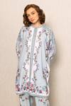 Buy_RANNA GILL_Sky Blue Embroidery Round Neck Floral Print Tunic _Online_at_Aza_Fashions