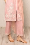 RANNA GILL_Pink Polyester Embroidery V-neck Elira Tunic Set _Online_at_Aza_Fashions