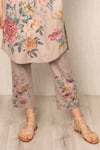 RANNA GILL_Beige Polyester Embroidery V-neck Floral Mallow Kurta Set _Online_at_Aza_Fashions