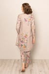 Shop_RANNA GILL_Beige Polyester Embroidery V-neck Floral Mallow Kurta Set _at_Aza_Fashions