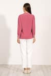 Shop_RANNA GILL_Pink Georgette Embroidery Collared Viara Top _at_Aza_Fashions