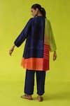 Shop_ROZA_Multi Color Chanderi Split V-neck Block Party Tunic _at_Aza_Fashions