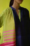 Buy_ROZA_Multi Color Chanderi Split V-neck Block Party Tunic 