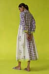 Shop_ROZA_Ivory Chanderi, Cotton Embroidery Collared Seminyak Midi Dress _at_Aza_Fashions