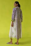 ROZA_Ivory Chanderi, Cotton Embroidery Collared Seminyak Midi Dress _Online_at_Aza_Fashions