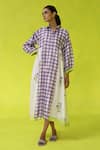 Buy_ROZA_Ivory Chanderi, Cotton Embroidery Collared Seminyak Midi Dress _at_Aza_Fashions