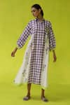 Buy_ROZA_Ivory Chanderi, Cotton Embroidery Collared Seminyak Midi Dress _Online_at_Aza_Fashions