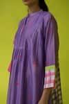 ROZA_Purple Chanderi, Cotton Collared Midi Dress _Online_at_Aza_Fashions