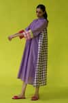 Shop_ROZA_Purple Chanderi, Cotton Collared Midi Dress _Online_at_Aza_Fashions